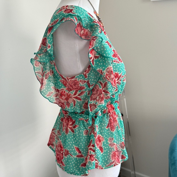 XXI Floral Top with belt size M-L - Picture 6 of 8